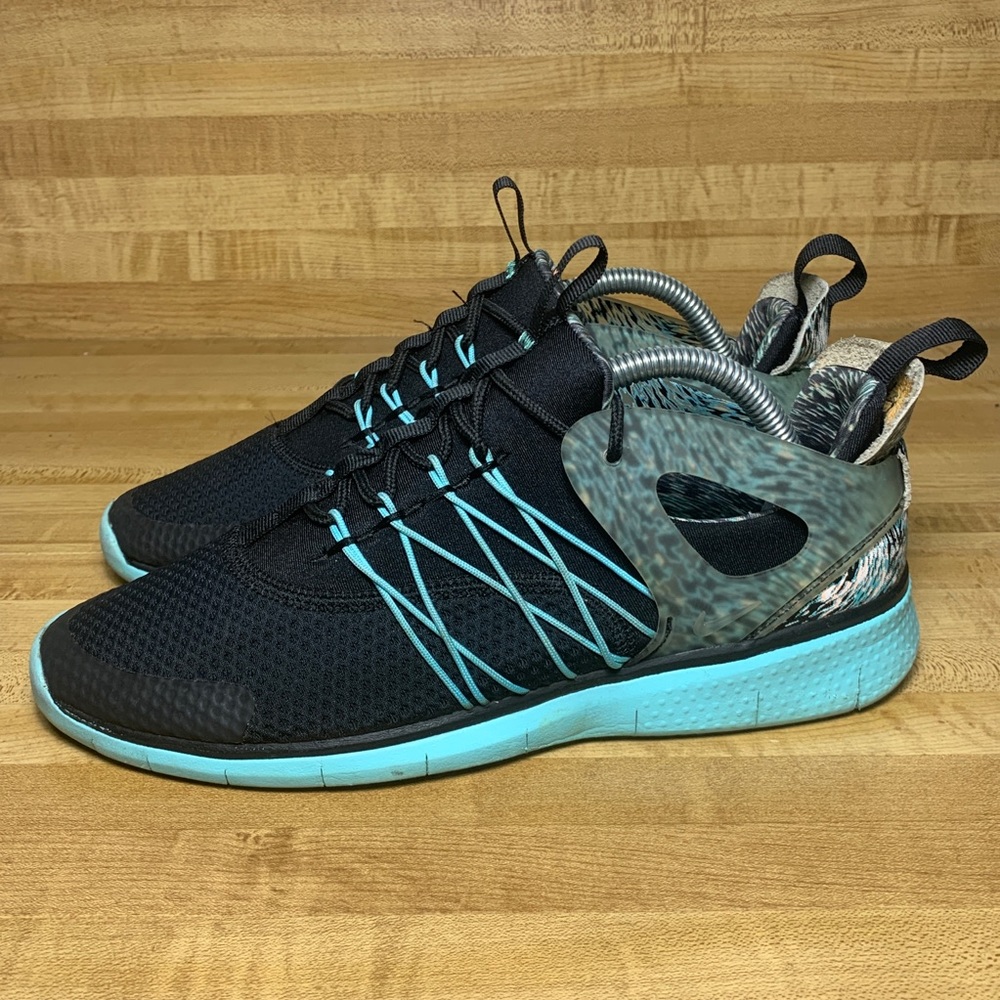 Nike Free Virtuous Black Aqua Green Print QS sz 9 - Picture 2 of 8